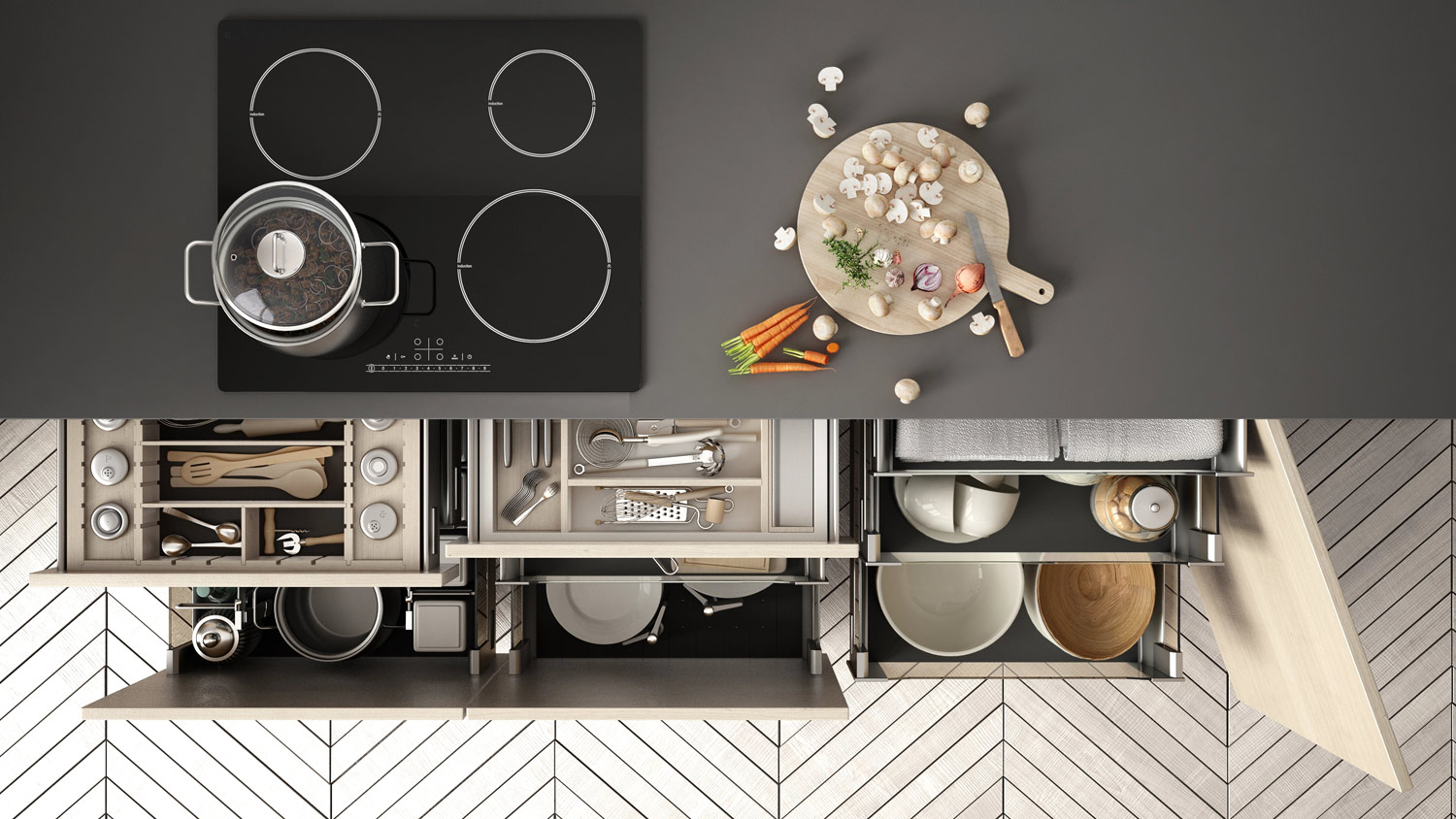 cucina-organizzata-cassetti cassetti cucina